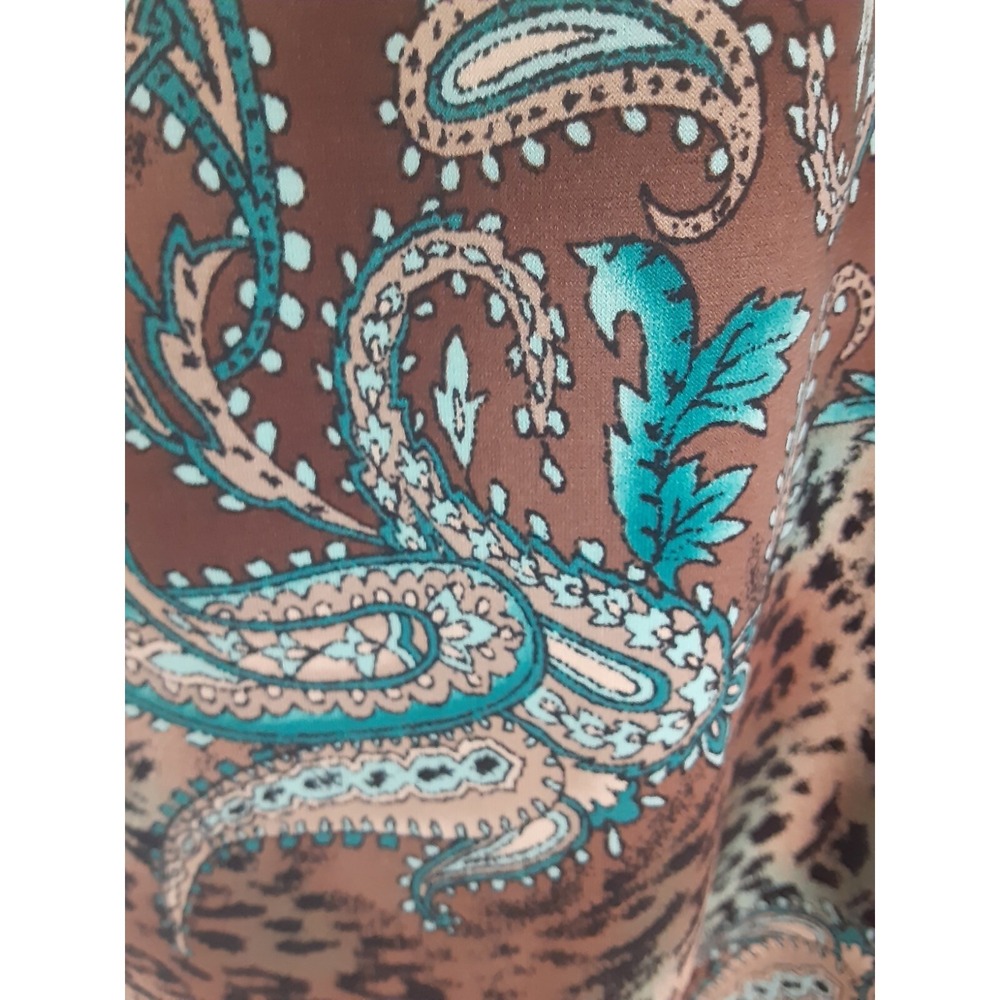 JM Collection Turq,Brn & Blk Paisley & Leopard Print Dress Size S - Picture 6 of 6